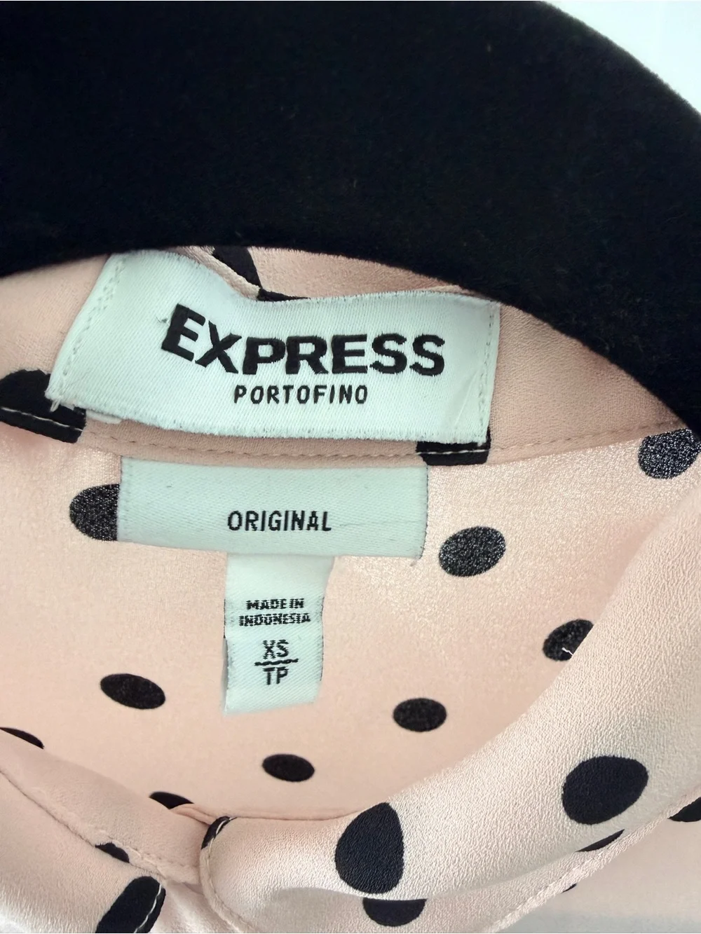 Express Portofino Pink and Black Polka Dot Blouse - Picture 5 of 6